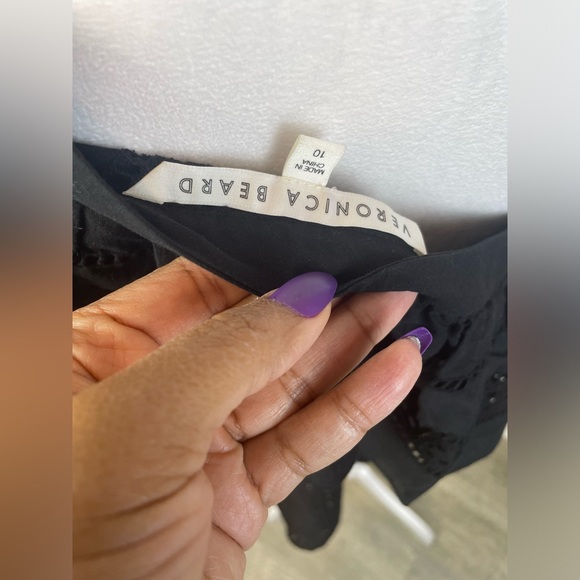 Retail $298 Veronica Beard CRUZ RUFFLED ONE SHOULDER TOP BLACK COTTON EYELET TOP - Picture 10 of 11